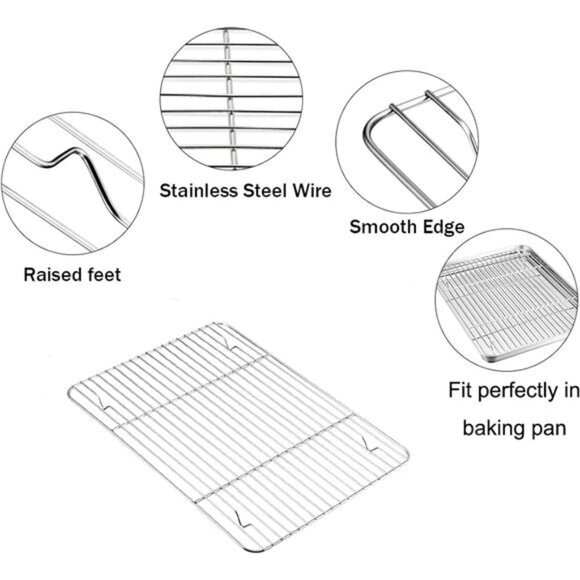 TeamFar Baking Tray and Rack Set, Stainless Steel Baking Pan Cookie Sheet - Picture 6 of 7